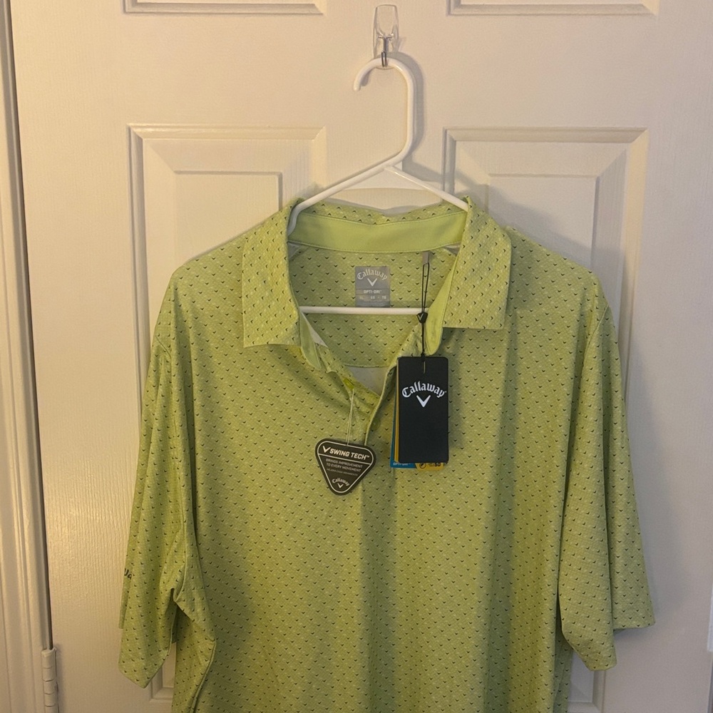Callaway Men’s Lime Performance Polo with Subtle Dot Pattern